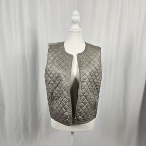 Ellen Tracy Quilted Gray Women's Vest Size Medium